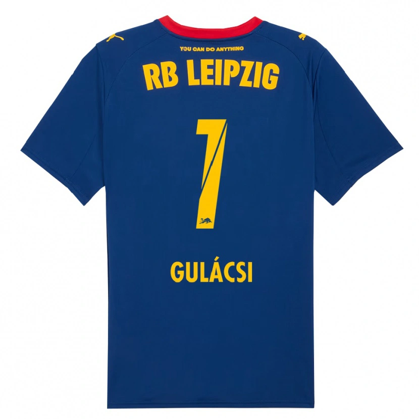Danxen Bambino Maglia Péter Gulácsi #1 Blu Navy Rosso Kit Gara Away 2025/26 Maglietta