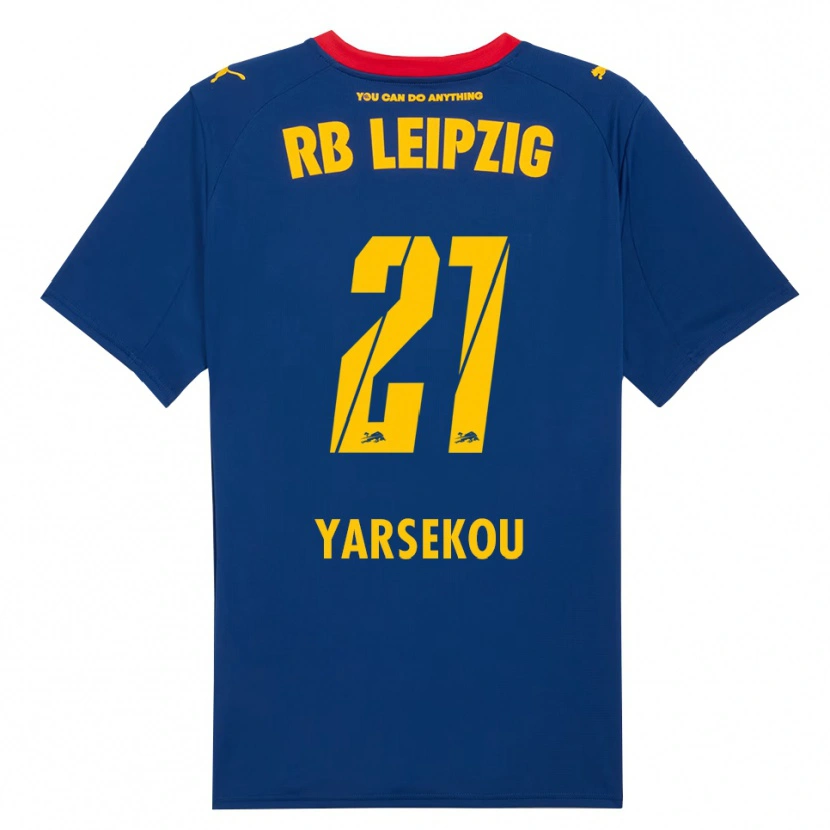 Danxen Bambino Maglia Dilane Yarsekou #21 Blu Navy Rosso Kit Gara Away 2025/26 Maglietta