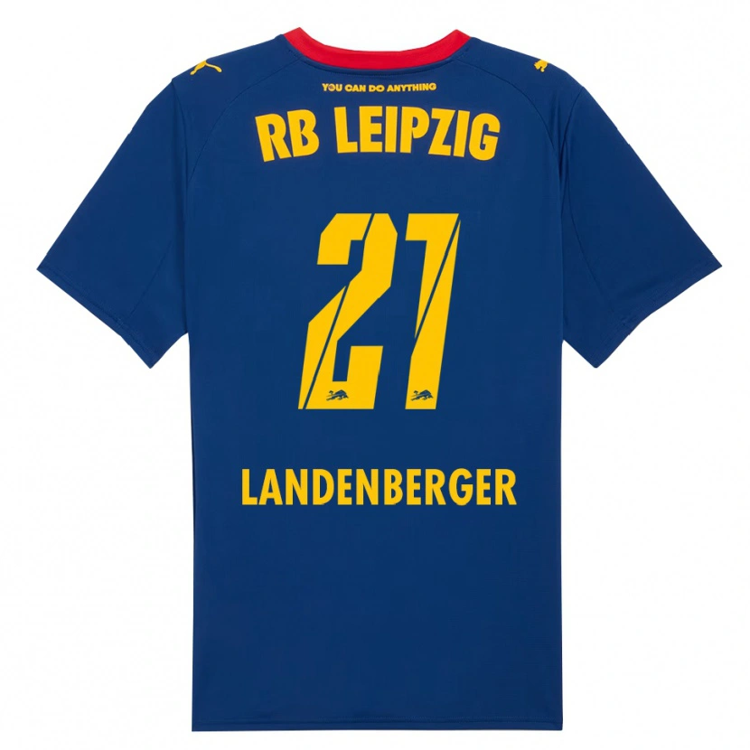 Danxen Bambino Maglia Julia Landenberger #21 Blu Navy Rosso Kit Gara Away 2025/26 Maglietta
