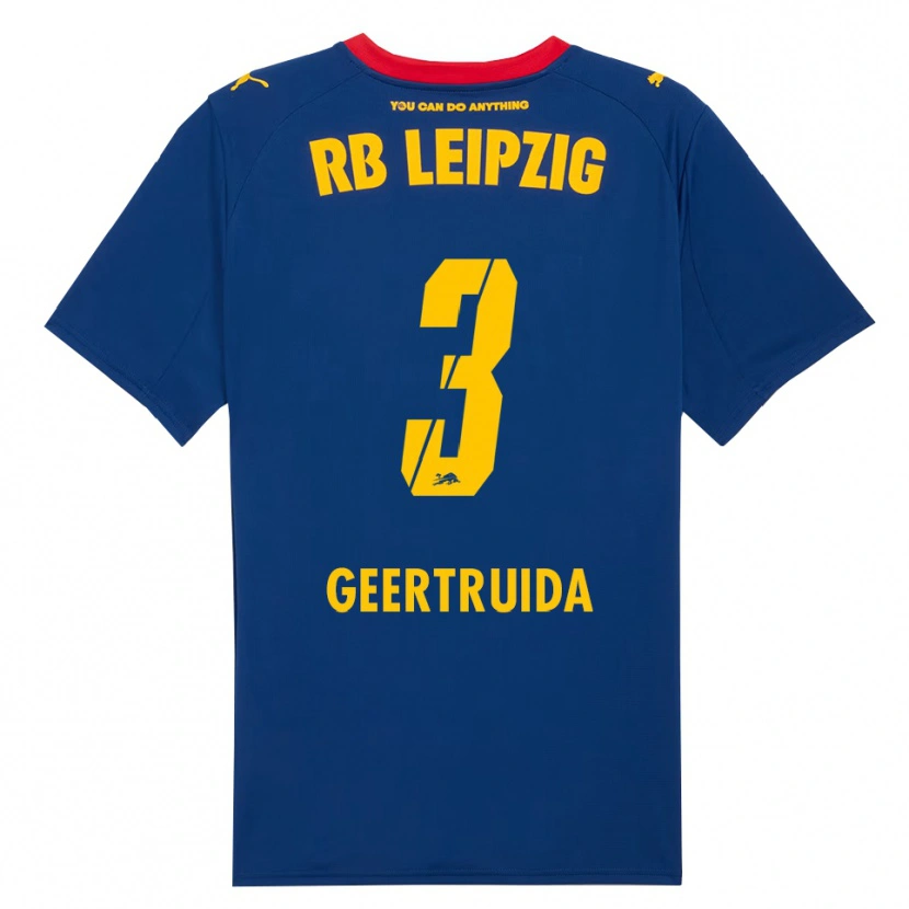 Danxen Bambino Maglia Lutsharel Geertruida #3 Blu Navy Rosso Kit Gara Away 2025/26 Maglietta