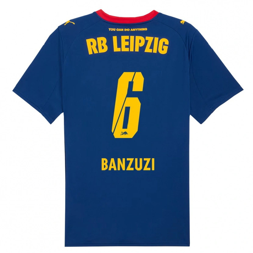 Danxen Bambino Maglia Ezechiel Banzuzi #6 Blu Navy Rosso Kit Gara Away 2025/26 Maglietta