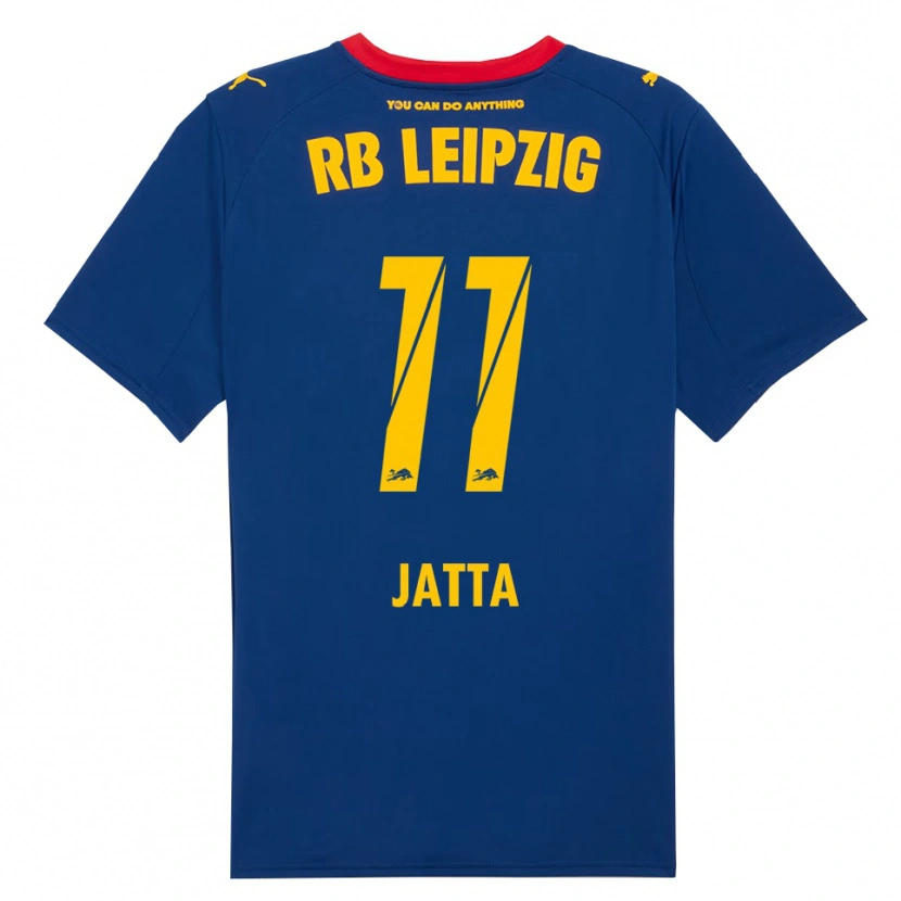 Danxen Bambino Maglia Nuha Jatta #11 Blu Navy Rosso Kit Gara Away 2025/26 Maglietta