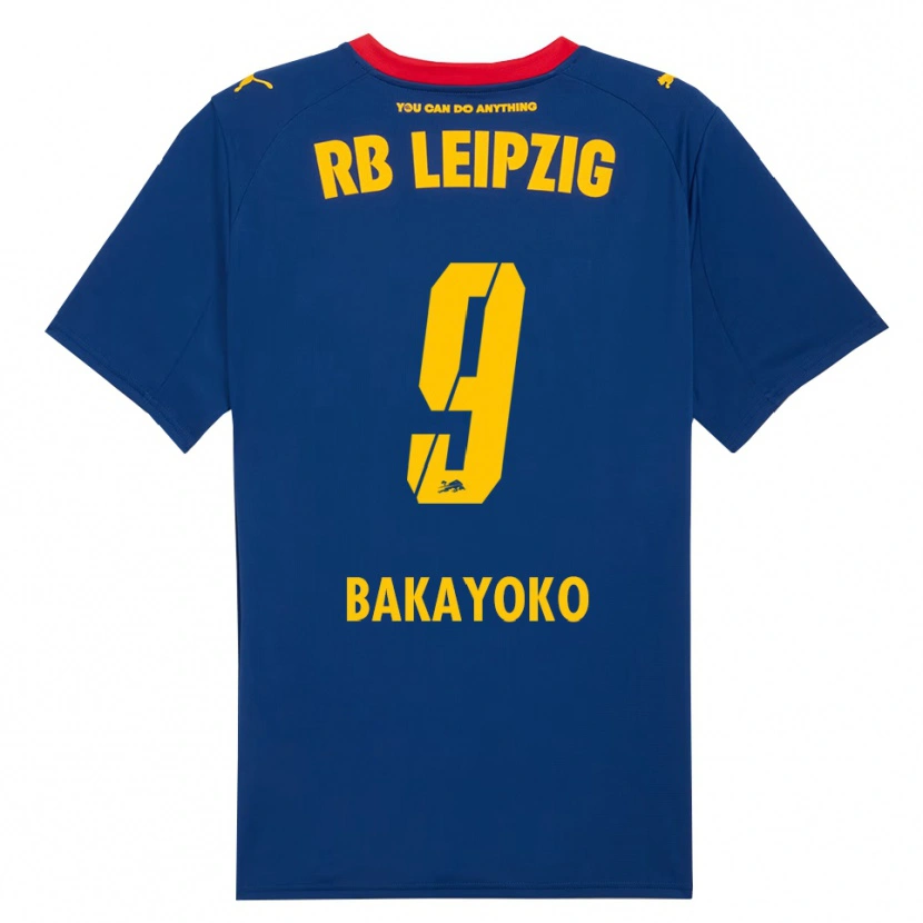 Danxen Bambino Maglia Johan Bakayoko #9 Blu Navy Rosso Kit Gara Away 2025/26 Maglietta