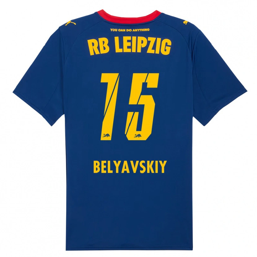Danxen Bambino Maglia David Belyavskiy #15 Blu Navy Rosso Kit Gara Away 2025/26 Maglietta