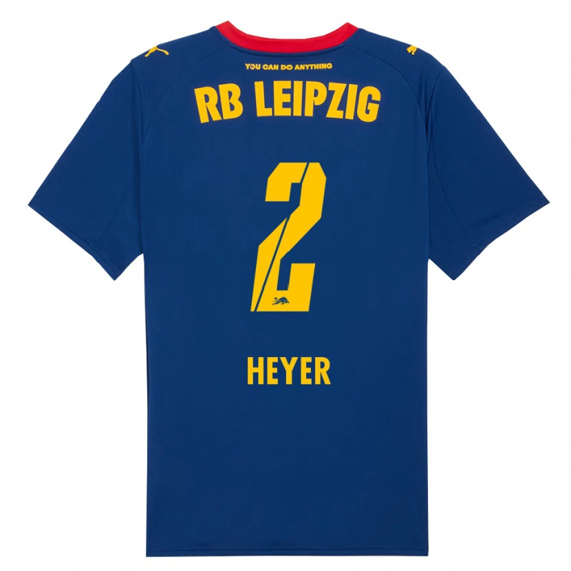 Danxen Bambino Maglia Friedrich Heyer #2 Blu Navy Rosso Kit Gara Away 2025/26 Maglietta