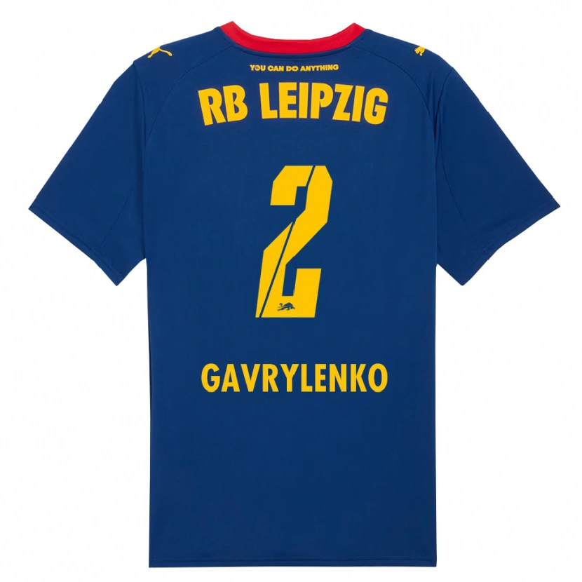 Danxen Bambino Maglia Oleksandr Gavrylenko #2 Blu Navy Rosso Kit Gara Away 2025/26 Maglietta