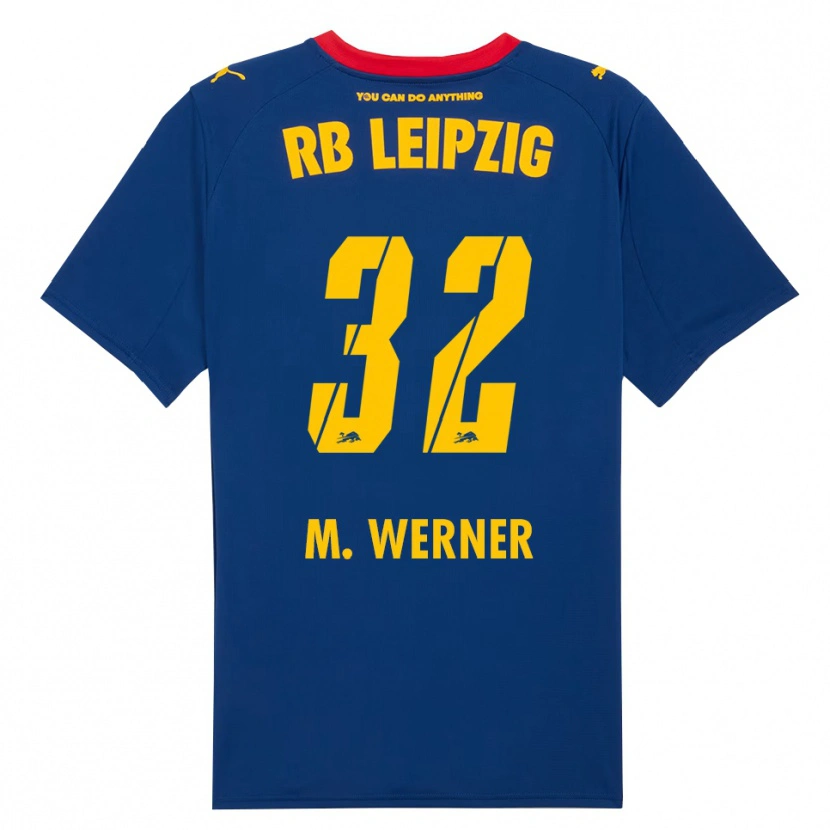 Danxen Bambino Maglia Mia Werner #32 Blu Navy Rosso Kit Gara Away 2025/26 Maglietta