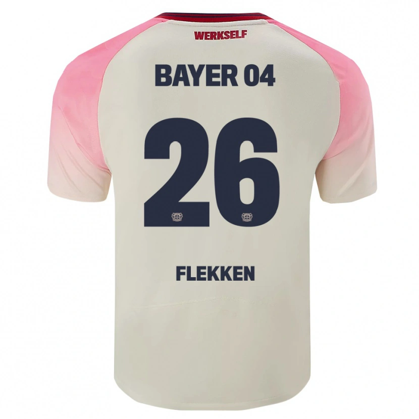 Danxen Bambino Maglia Mark Flekken #26 Rosa Bianco Sporco Kit Gara Away 2025/26 Maglietta