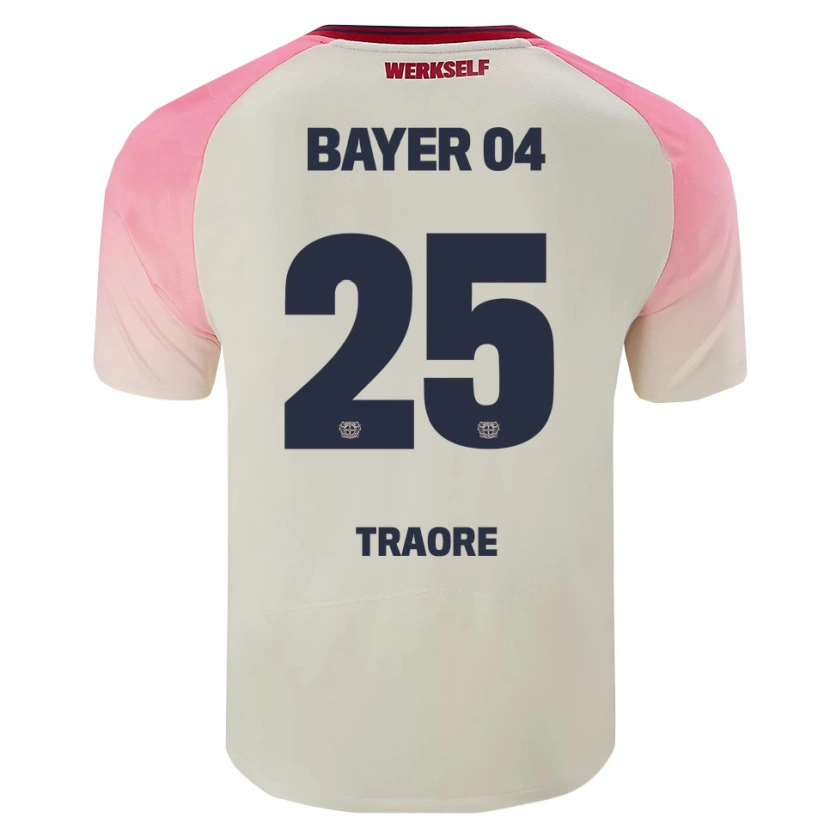 Danxen Bambino Maglia Amael-Demba Traore #25 Rosa Bianco Sporco Kit Gara Away 2025/26 Maglietta