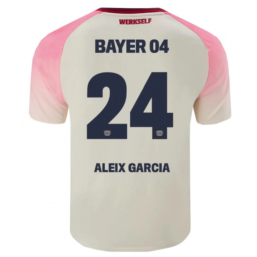 Danxen Bambino Maglia Aleix García #24 Rosa Bianco Sporco Kit Gara Away 2025/26 Maglietta