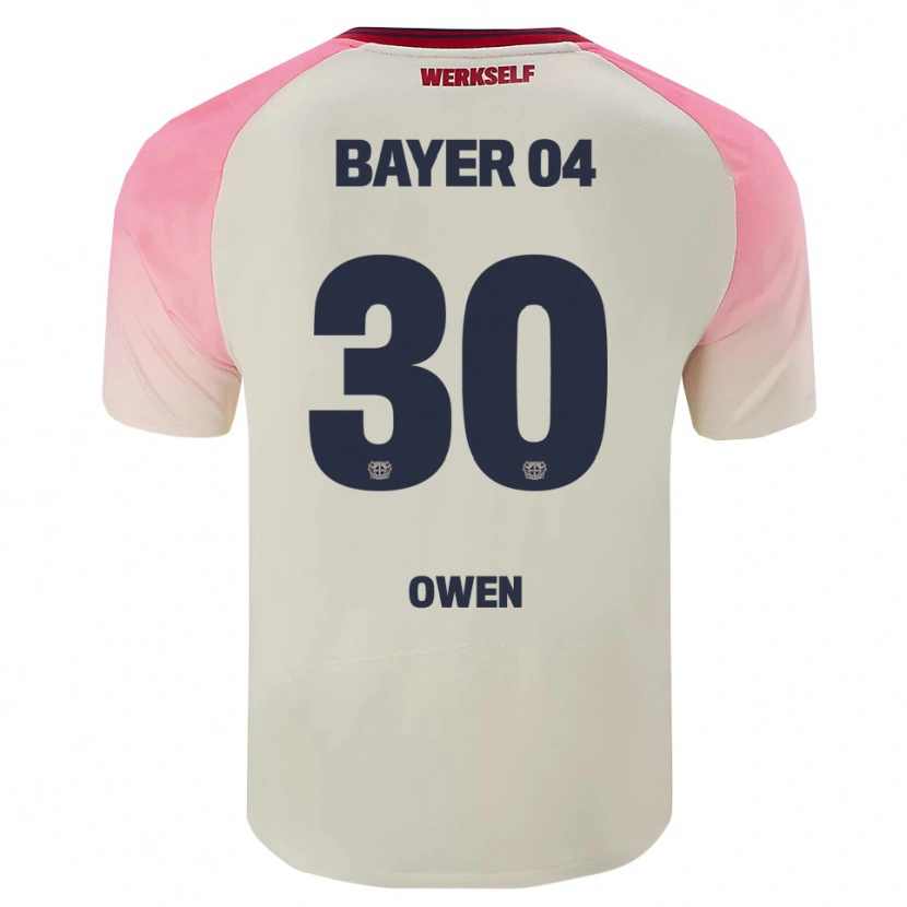 Danxen Bambino Maglia Emmanuel Chigozie Owen #30 Rosa Bianco Sporco Kit Gara Away 2025/26 Maglietta