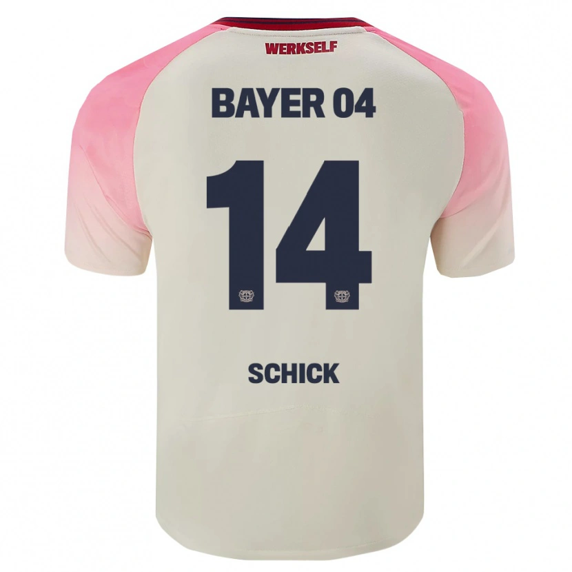 Danxen Bambino Maglia Patrik Schick #14 Rosa Bianco Sporco Kit Gara Away 2025/26 Maglietta