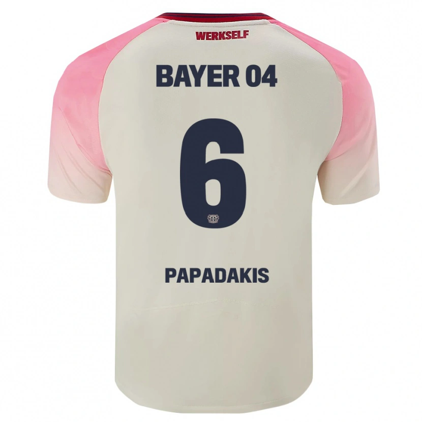 Danxen Bambino Maglia Konstantinos Papadakis #6 Rosa Bianco Sporco Kit Gara Away 2025/26 Maglietta