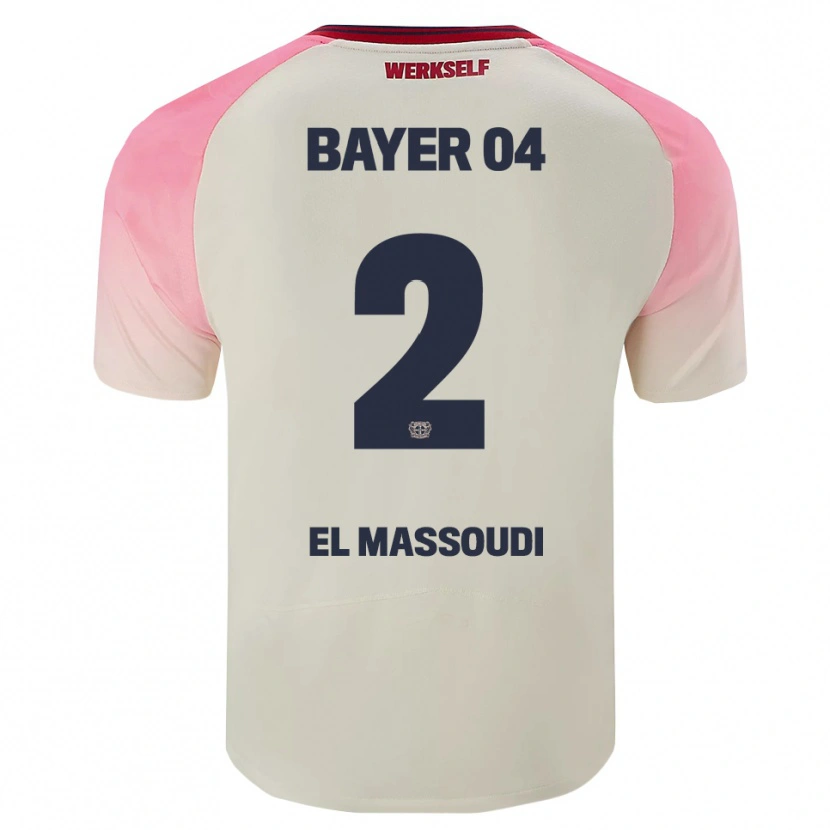 Danxen Bambino Maglia Nassim El Massoudi #2 Rosa Bianco Sporco Kit Gara Away 2025/26 Maglietta