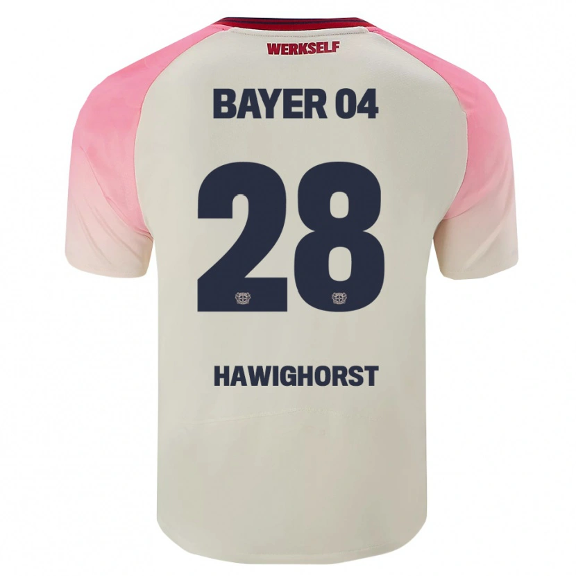 Danxen Bambino Maglia Ben Hawighorst #28 Rosa Bianco Sporco Kit Gara Away 2025/26 Maglietta