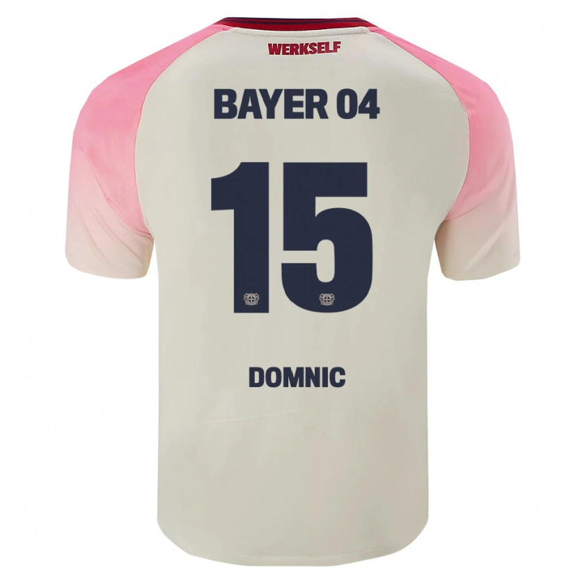 Danxen Bambino Maglia Nebe-Sirak Domnic #15 Rosa Bianco Sporco Kit Gara Away 2025/26 Maglietta