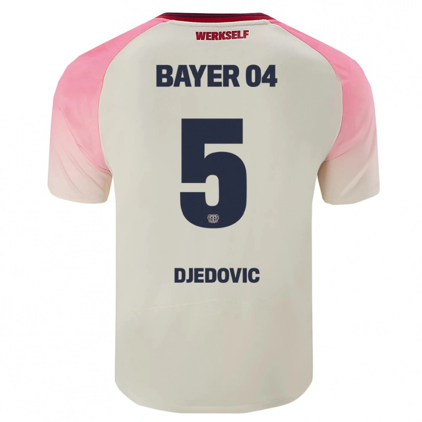 Danxen Bambino Maglia Melis Djedovic #5 Rosa Bianco Sporco Kit Gara Away 2025/26 Maglietta