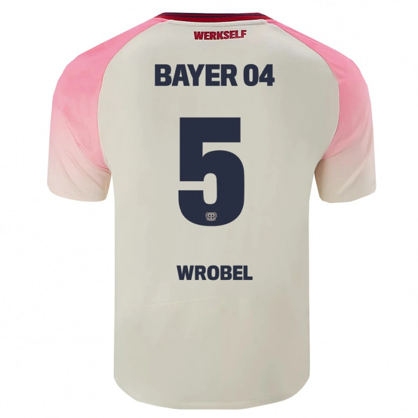 Danxen Bambino Maglia Max Wrobel #5 Rosa Bianco Sporco Kit Gara Away 2025/26 Maglietta