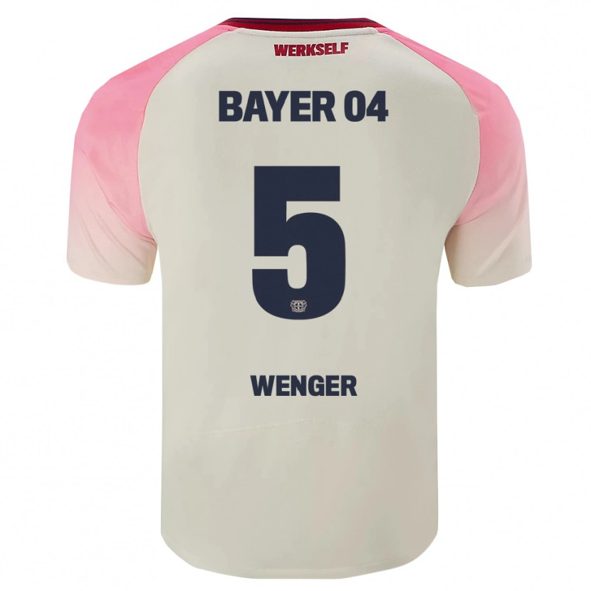 Danxen Bambino Maglia Claudia Wenger #5 Rosa Bianco Sporco Kit Gara Away 2025/26 Maglietta