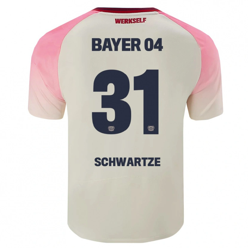 Danxen Bambino Maglia Paula Schwartze #31 Rosa Bianco Sporco Kit Gara Away 2025/26 Maglietta