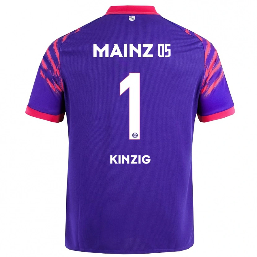 Danxen Bambino Maglia Maximilian Kinzig #1 Blu Navy Rosa Kit Gara Away 2025/26 Maglietta
