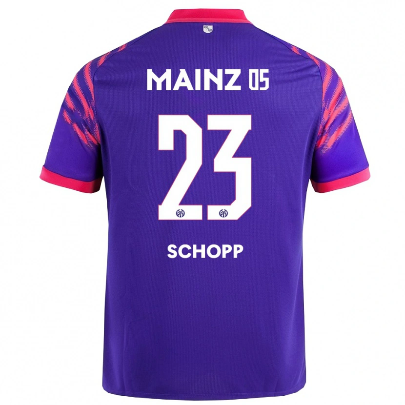 Danxen Bambino Maglia Konstantin Schopp #23 Blu Navy Rosa Kit Gara Away 2025/26 Maglietta