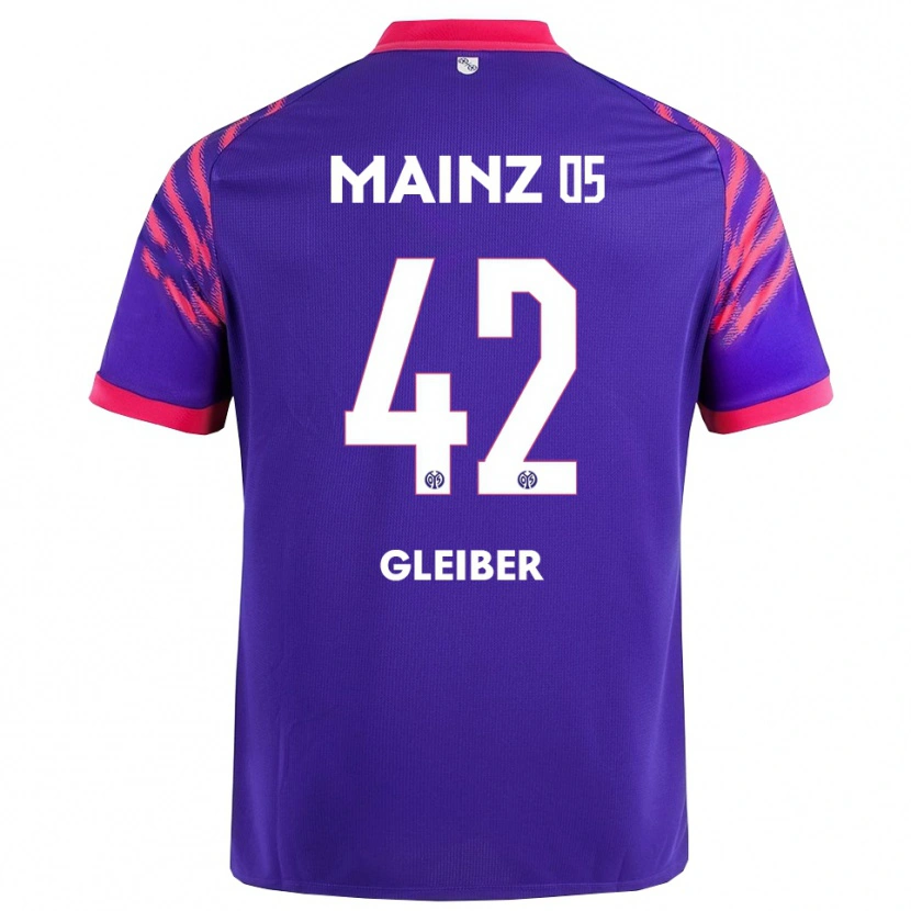 Danxen Bambino Maglia Daniel Gleiber #42 Blu Navy Rosa Kit Gara Away 2025/26 Maglietta