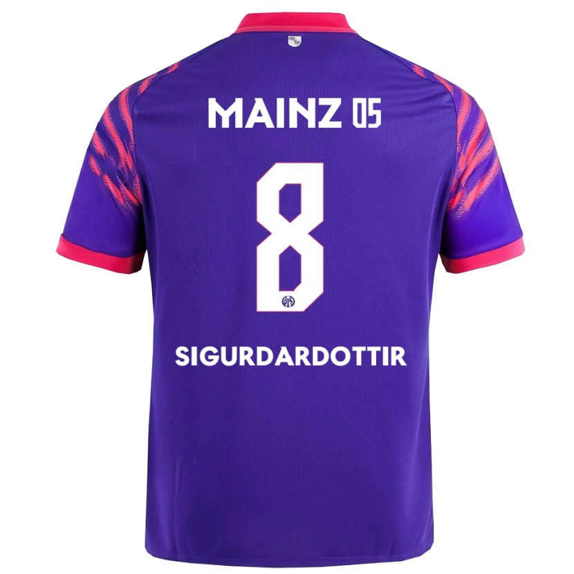 Danxen Bambino Maglia Heiðrún Sigurðardóttir #8 Blu Navy Rosa Kit Gara Away 2025/26 Maglietta