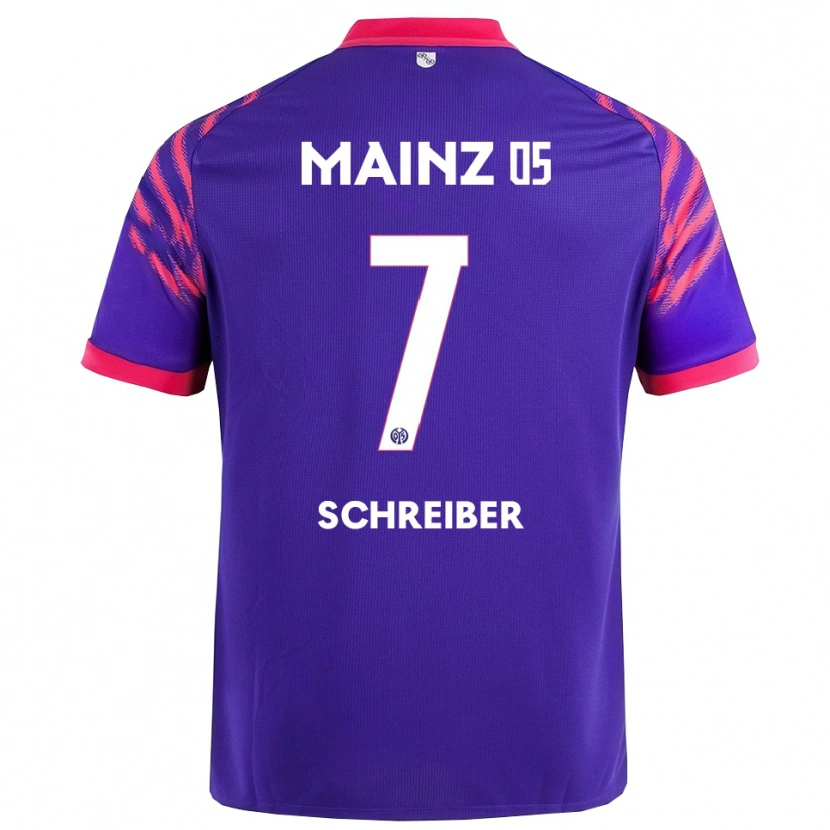 Danxen Bambino Maglia Philipp Schreiber #7 Blu Navy Rosa Kit Gara Away 2025/26 Maglietta