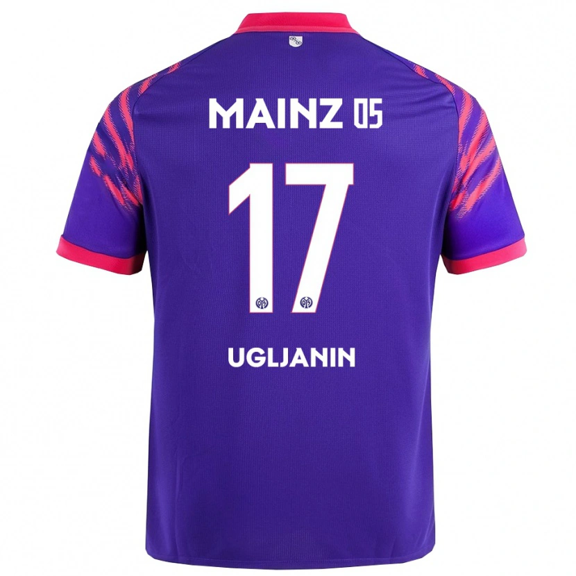 Danxen Bambino Maglia Jusuf Ugljanin #17 Blu Navy Rosa Kit Gara Away 2025/26 Maglietta