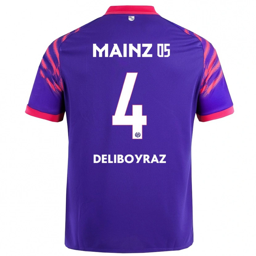Danxen Bambino Maglia Batuhan Deliboyraz #4 Blu Navy Rosa Kit Gara Away 2025/26 Maglietta