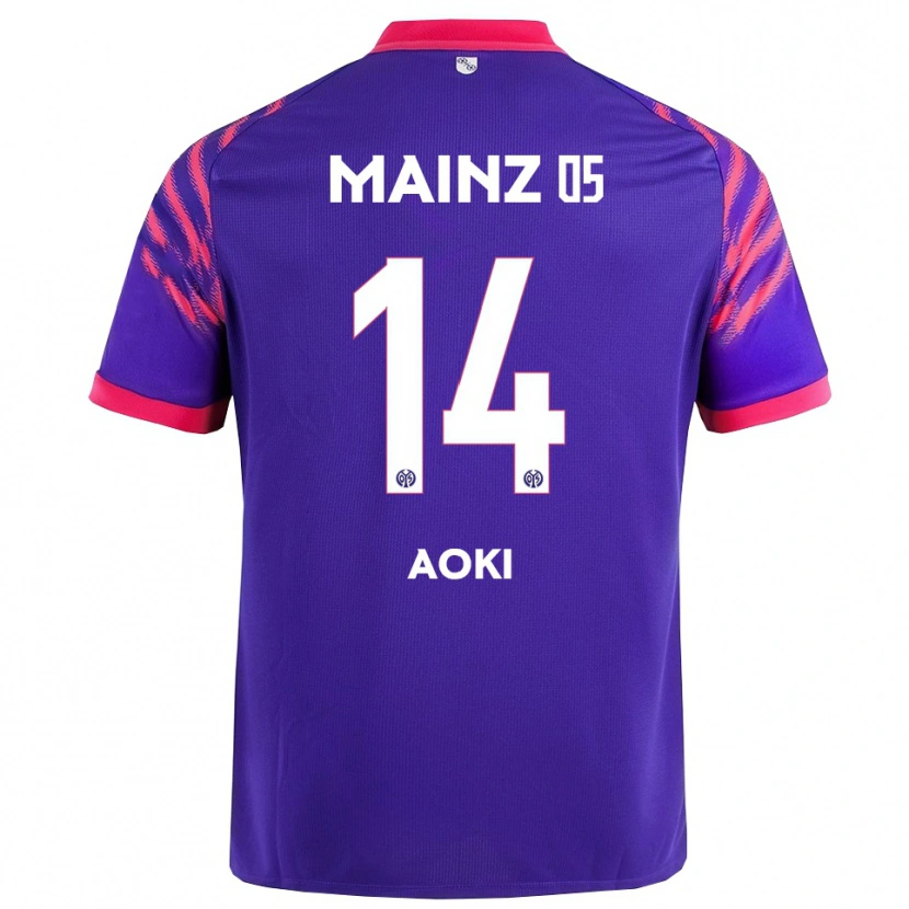 Danxen Bambino Maglia Hiyori Aoki #14 Blu Navy Rosa Kit Gara Away 2025/26 Maglietta