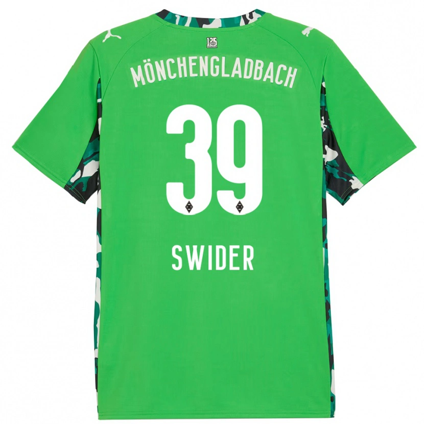 Danxen Bambino Maglia Niklas Swider #39 Verde Nero Kit Gara Away 2025/26 Maglietta