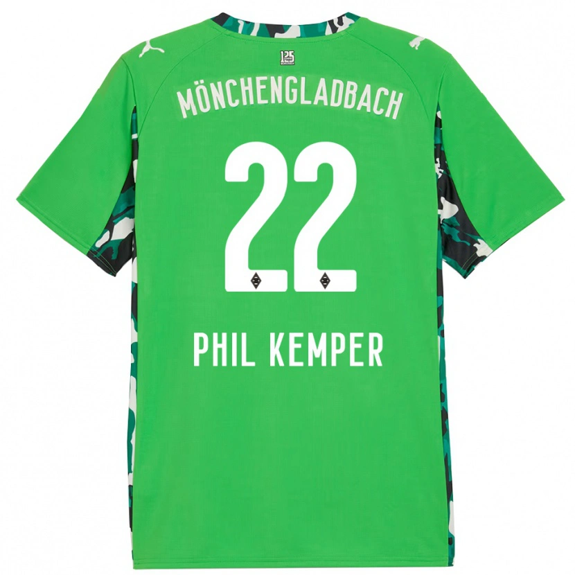 Danxen Bambino Maglia Phil Kemper #22 Verde Nero Kit Gara Away 2025/26 Maglietta