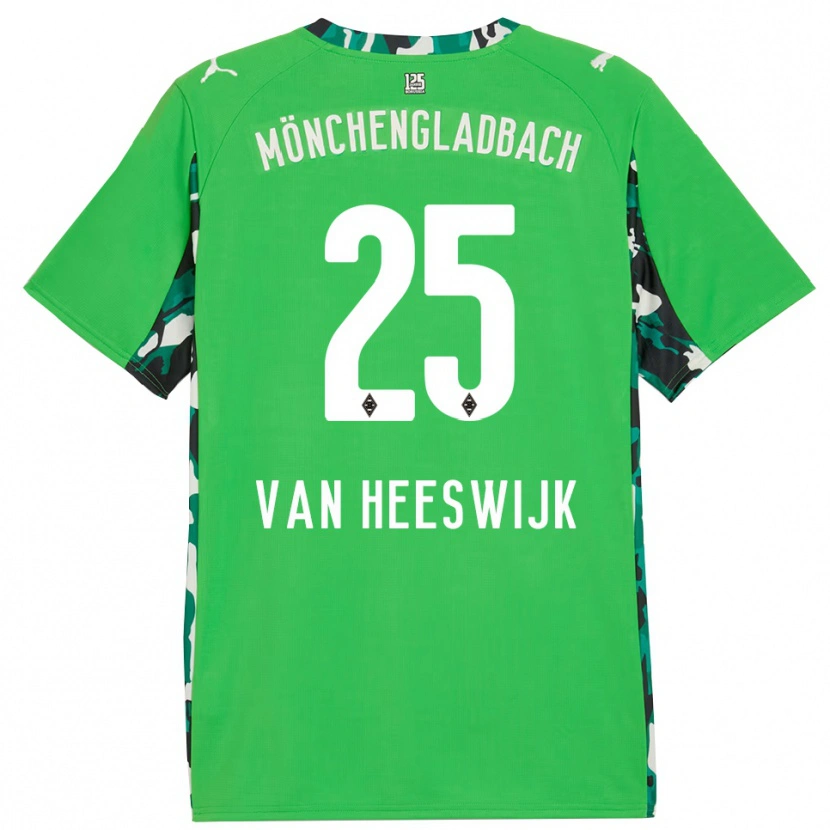 Danxen Bambino Maglia Amber Van Heeswijk #25 Verde Nero Kit Gara Away 2025/26 Maglietta