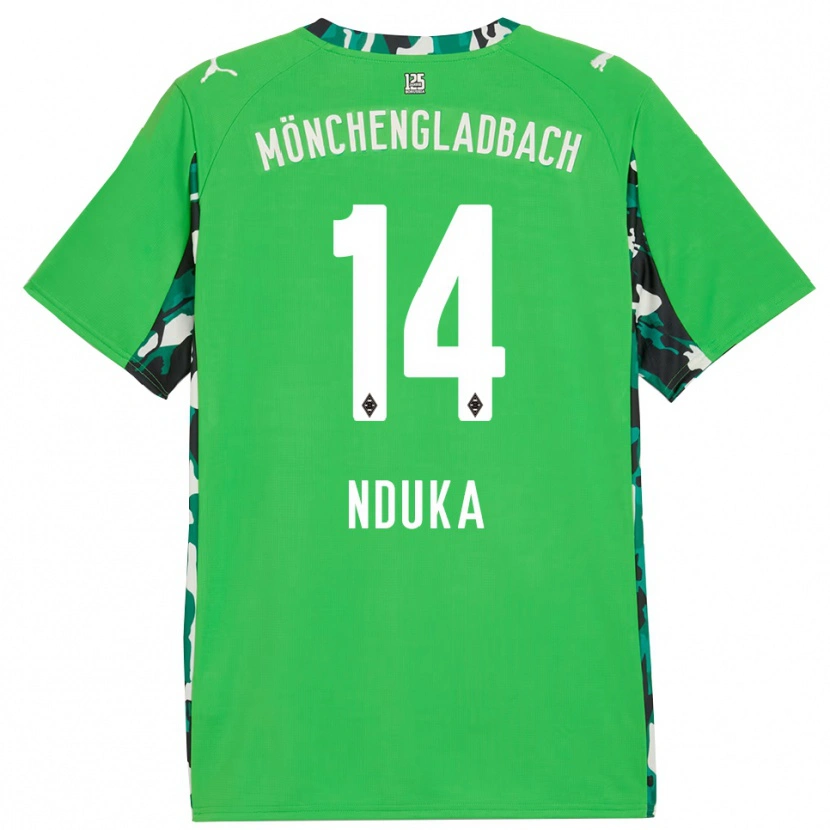 Danxen Bambino Maglia Michael Nduka #14 Verde Nero Kit Gara Away 2025/26 Maglietta