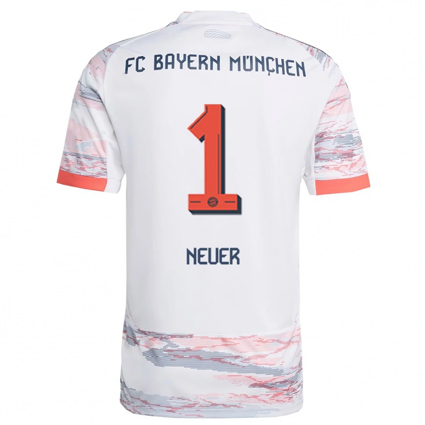 Danxen Bambino Maglia Manuel Neuer #1 Bianco Grigio Kit Gara Away 2025/26 Maglietta