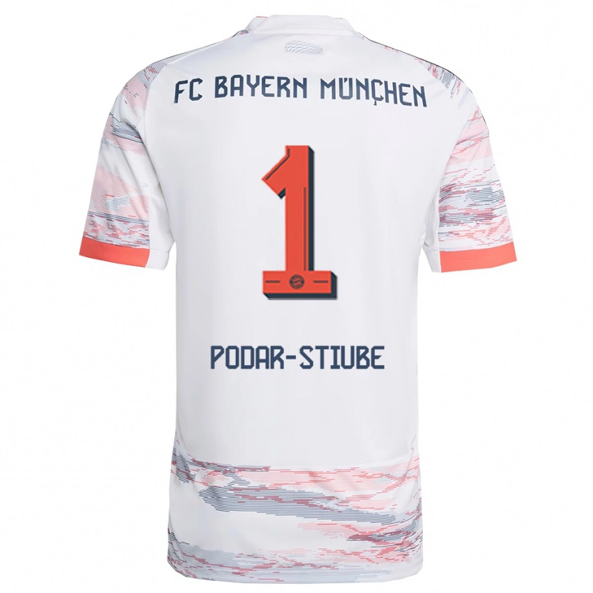 Danxen Bambino Maglia David Podar-Stiube #1 Bianco Grigio Kit Gara Away 2025/26 Maglietta