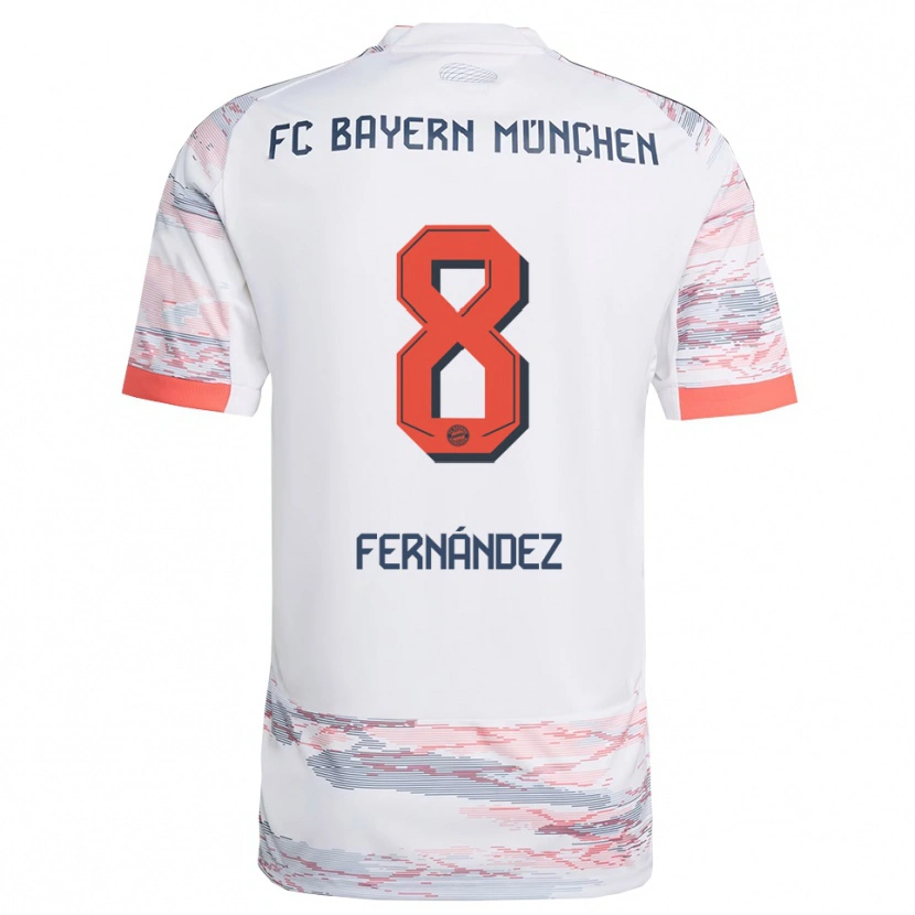 Danxen Bambino Maglia Javier Fernández #8 Bianco Grigio Kit Gara Away 2025/26 Maglietta