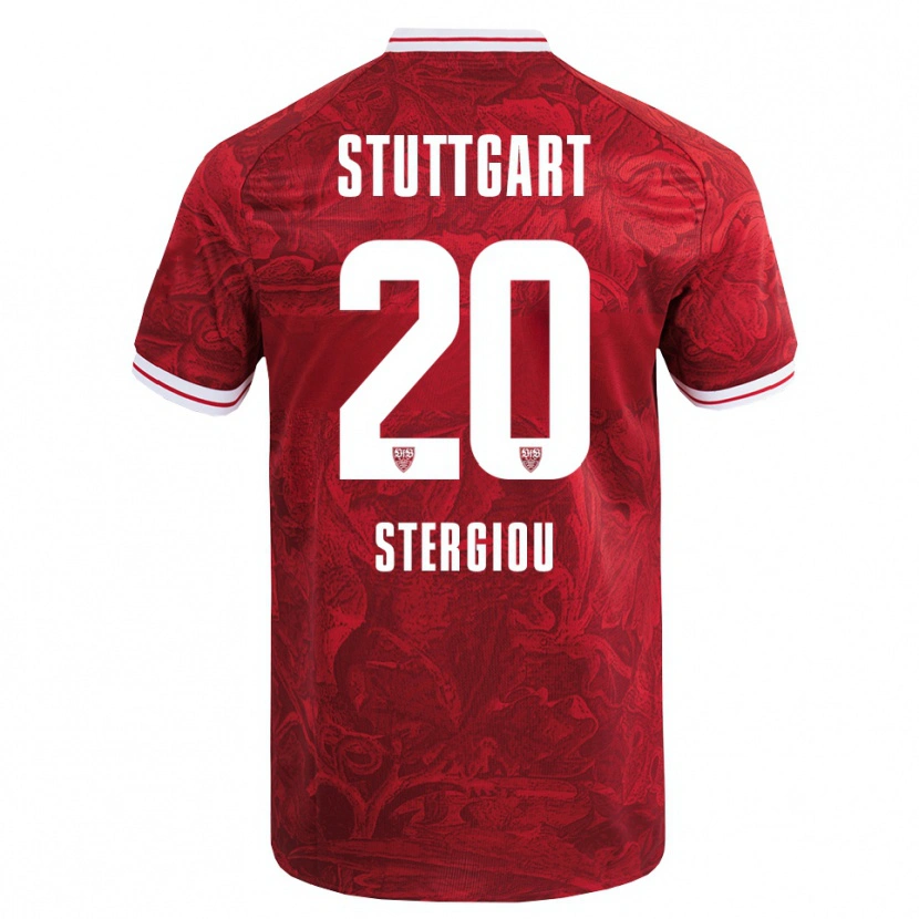 Danxen Bambino Maglia Leonidas Stergiou #20 Rosso Nero Kit Gara Away 2025/26 Maglietta