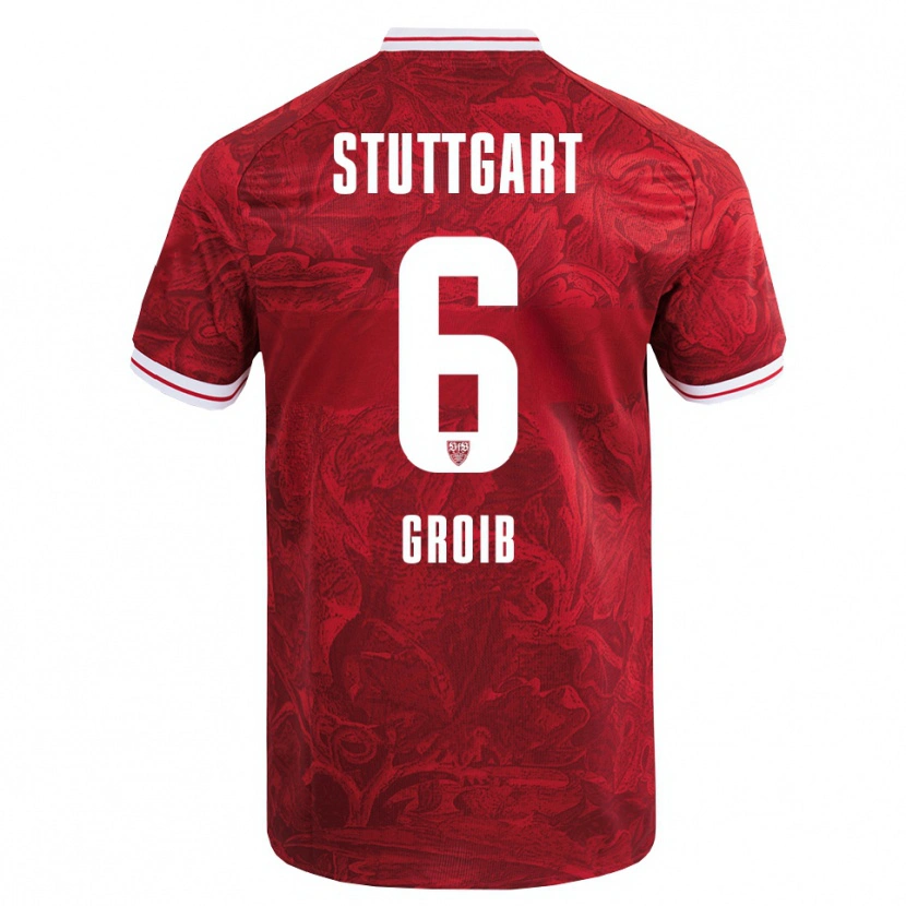 Danxen Bambino Maglia Alexander Groiß #6 Rosso Nero Kit Gara Away 2025/26 Maglietta