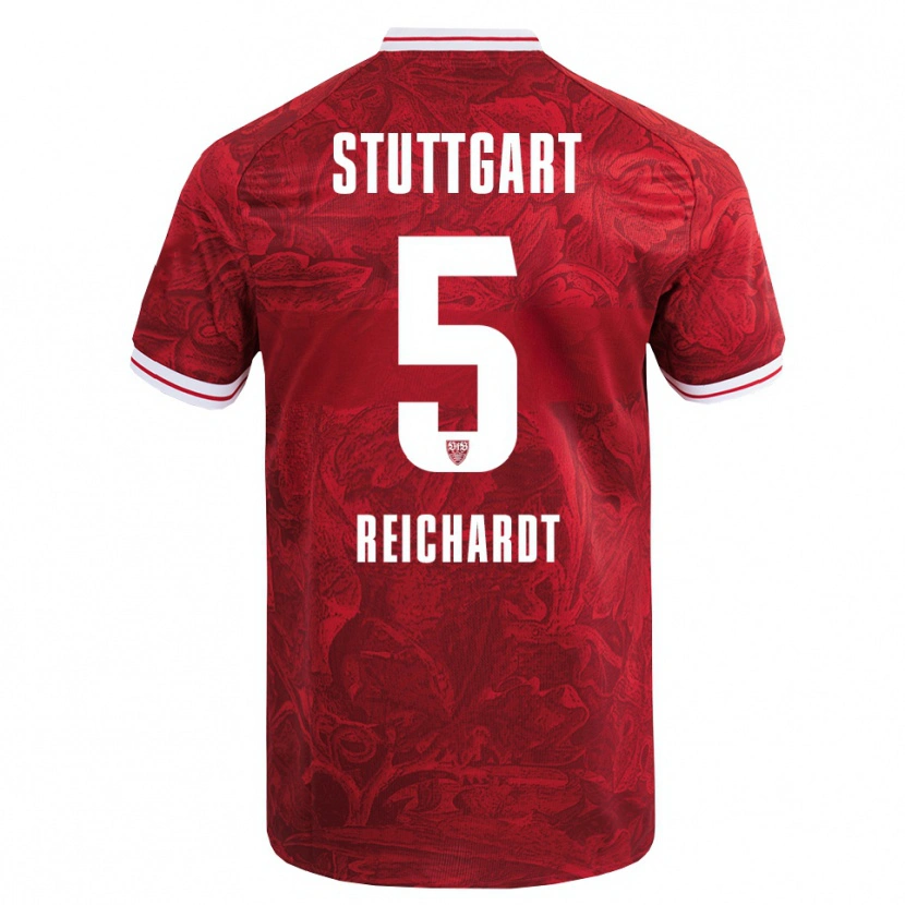 Danxen Bambino Maglia Jona Reichardt #5 Rosso Nero Kit Gara Away 2025/26 Maglietta