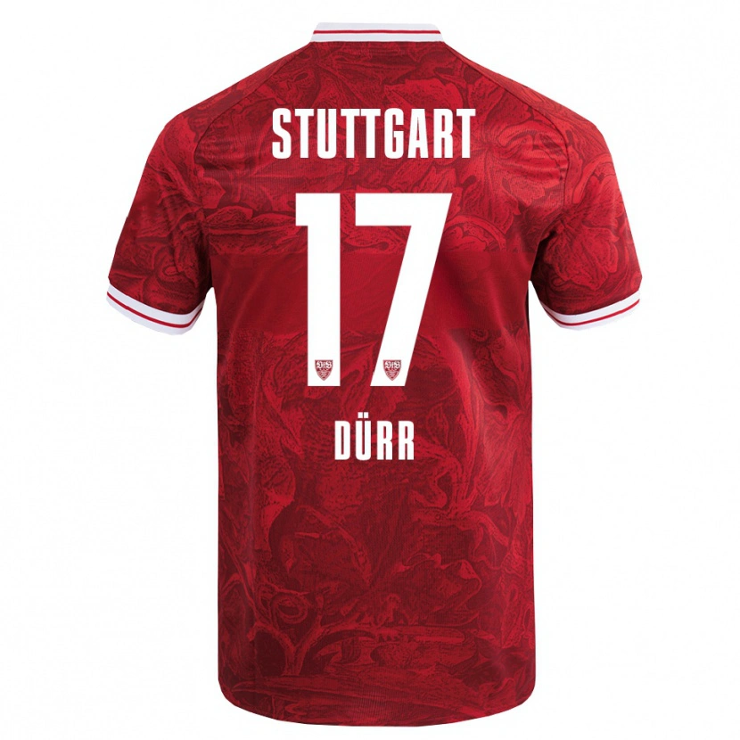 Danxen Bambino Maglia Muriel Dürr #17 Rosso Nero Kit Gara Away 2025/26 Maglietta