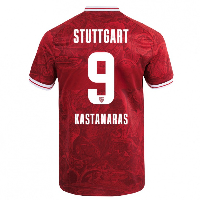 Danxen Bambino Maglia Thomas Kastanaras #9 Rosso Nero Kit Gara Away 2025/26 Maglietta