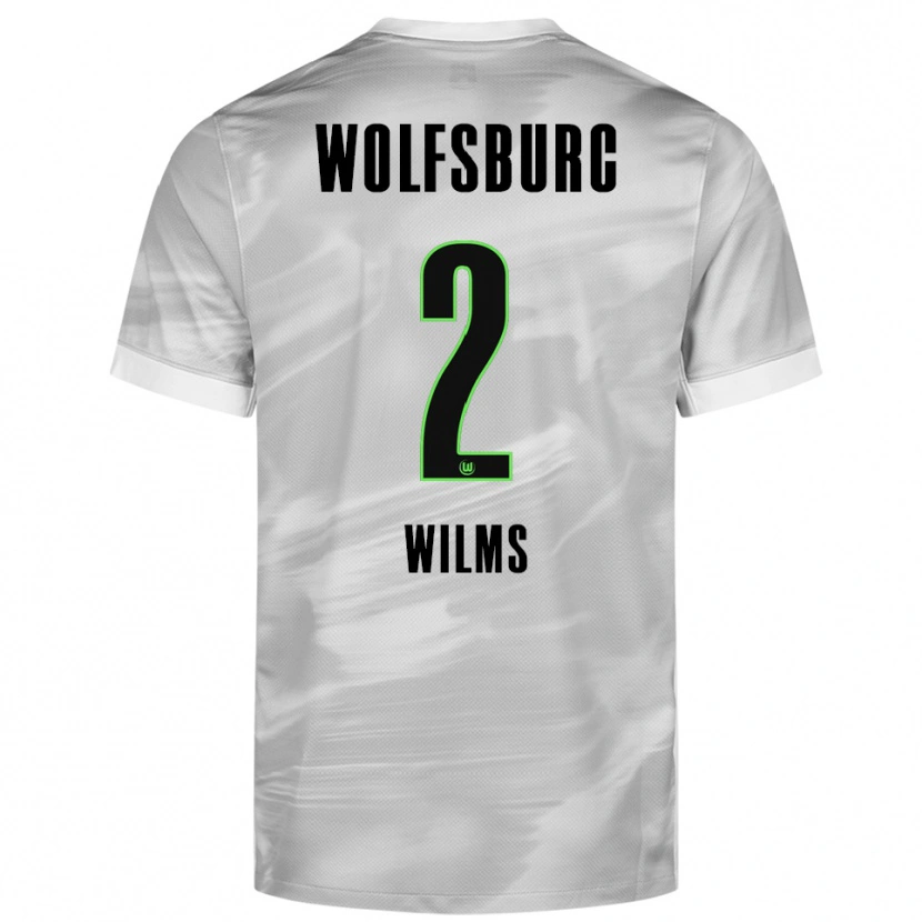 Danxen Bambino Maglia Lynn Wilms #2 Grigio Bianco Kit Gara Away 2025/26 Maglietta
