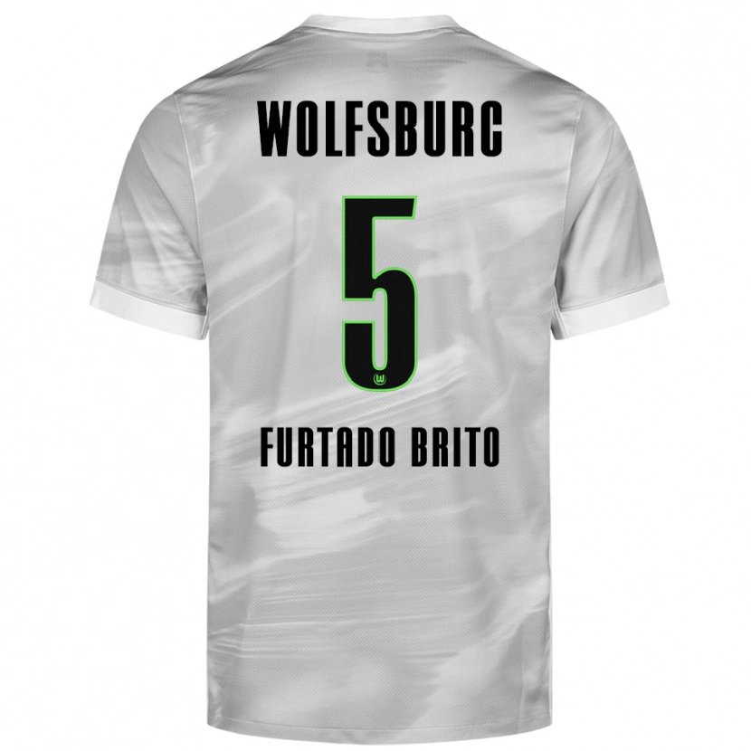 Danxen Bambino Maglia Dinaylo Furtado Brito #5 Grigio Bianco Kit Gara Away 2025/26 Maglietta