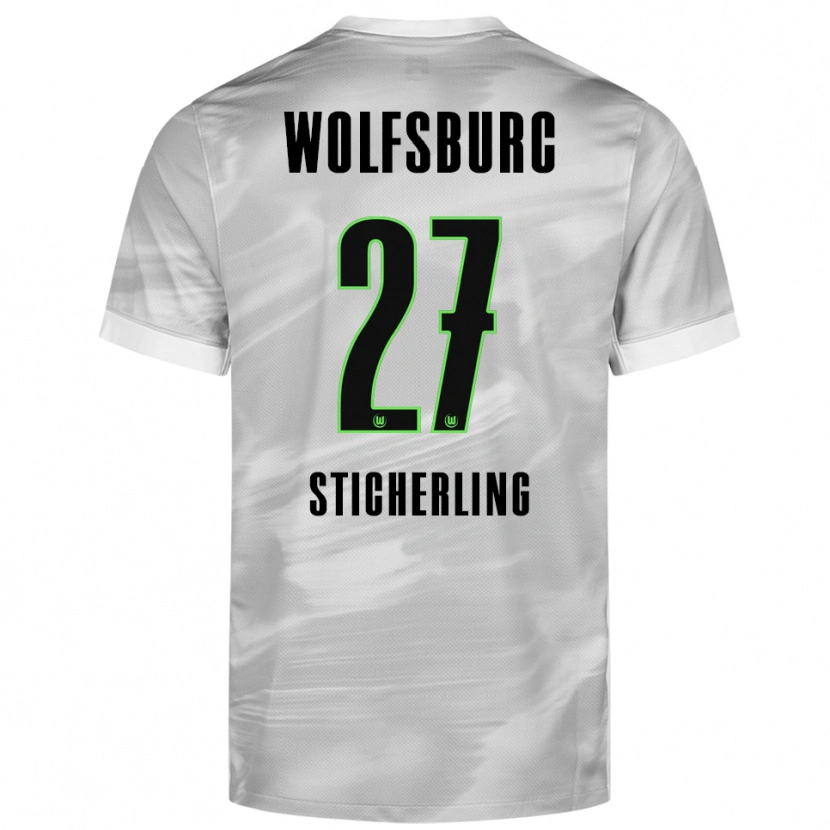 Danxen Bambino Maglia Carl-Anton Sticherling #27 Grigio Bianco Kit Gara Away 2025/26 Maglietta