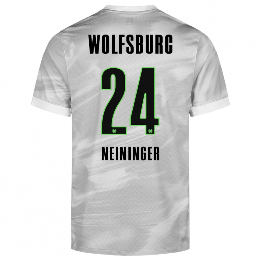 Danxen Bambino Maglia Tim Neininger #24 Grigio Bianco Kit Gara Away 2025/26 Maglietta