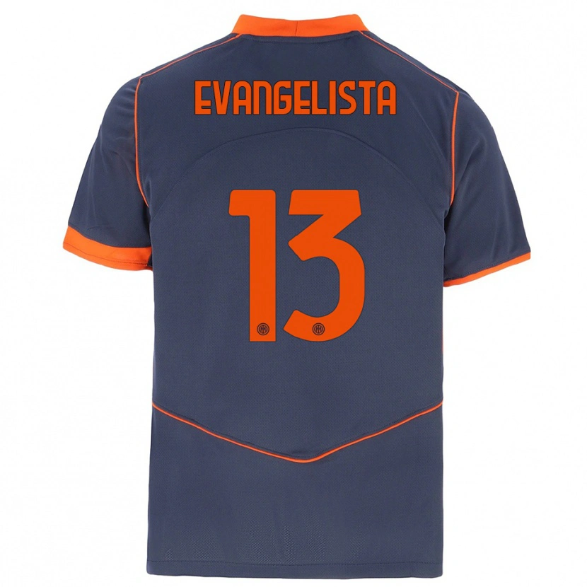 Danxen Bambino Maglia Edoardo Evangelista #13 Grigio Arancione Kit Gara Third 2025/26 Maglietta
