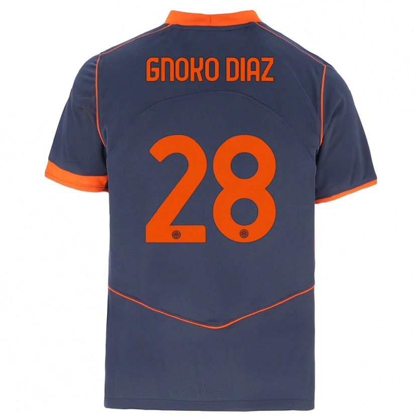 Danxen Bambino Maglia Hillary Gnoko Diaz #28 Grigio Arancione Kit Gara Third 2025/26 Maglietta